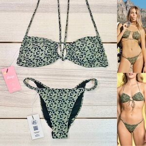 Maaji Sara Sliding Triangle Top + Micro Crunch Single Strap Bottom | Size Med